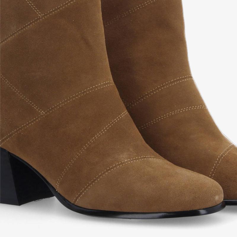 SKARA PATCH BOOTS W - COW SUEDE - MARRON